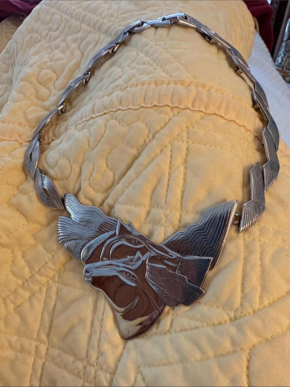 Laurel Burch Silver Horse Head Statement Necklace